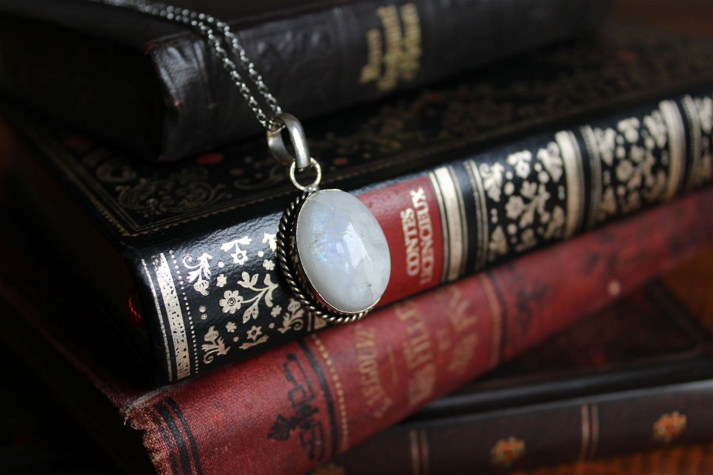 Collier labradorite blanche - Aurore Lune 