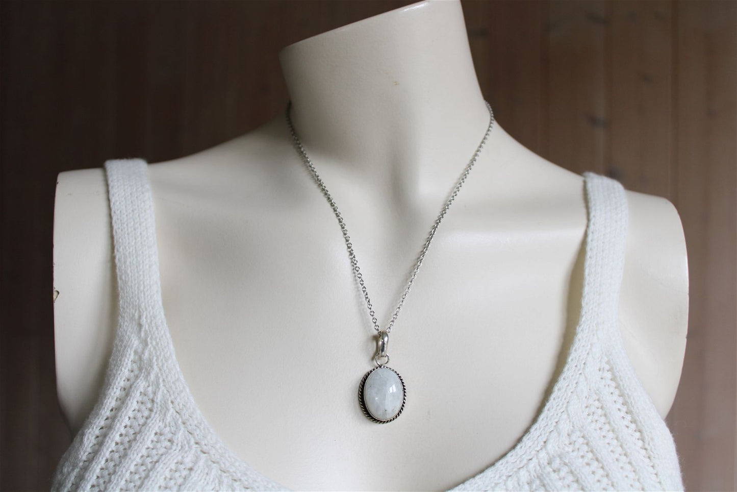 Collier labradorite blanche - Aurore Lune 