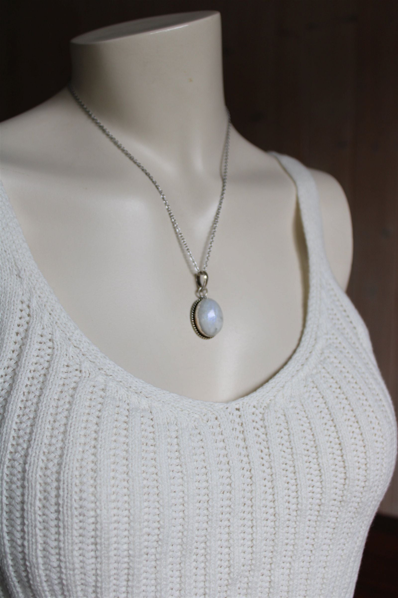 Collier labradorite blanche - Aurore Lune 