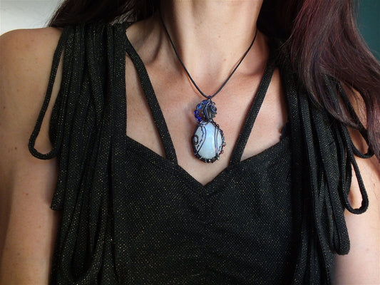 Collier labradorite blanche * Que l'Eau soit * - Aurore Lune 