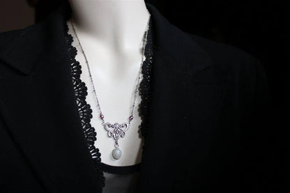Collier labradorite blanche *Songe d'Hiver* - Aurore Lune 
