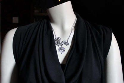 Collier labradorite blanche et Dieu des Bois - Aurore Lune 