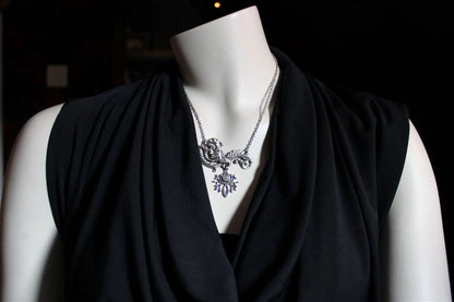Collier labradorite blanche et Dieu des Bois - Aurore Lune 
