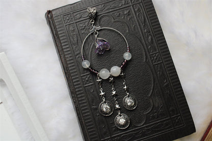 Collier labradorite blanche et décorations douces - Aurore Lune 