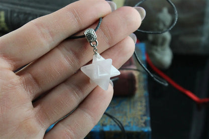 Collier merkaba en quartz rose - Aurore Lune 