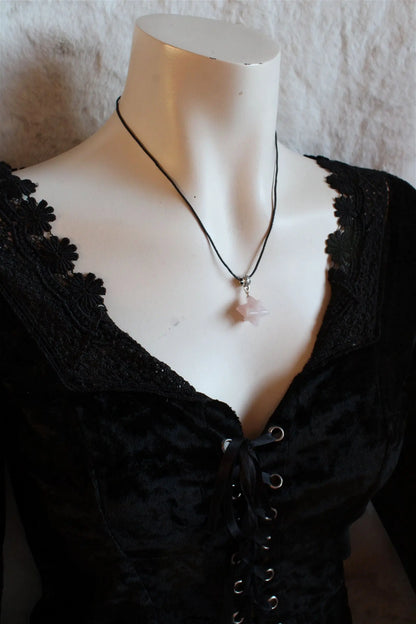 Collier merkaba en quartz rose - Aurore Lune 