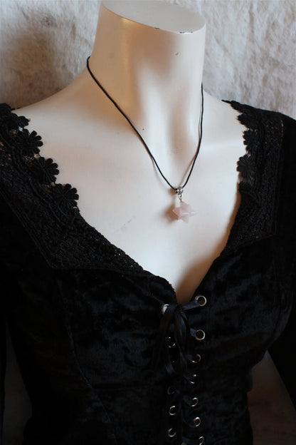 Collier merkaba en quartz rose - Aurore Lune 