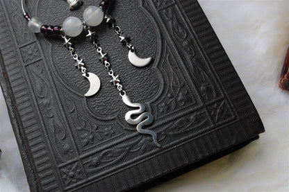 Collier mystique labradorite blanche et serpents - Aurore Lune 