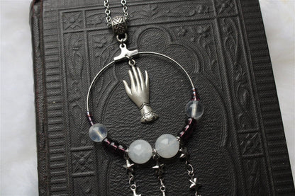 Collier mystique labradorite blanche et serpents - Aurore Lune 