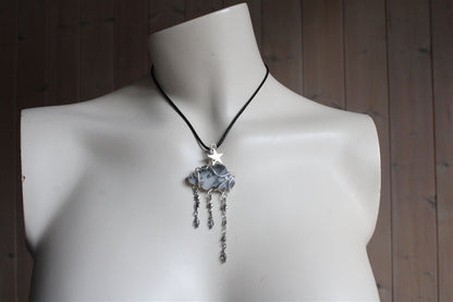 Collier nuage opale à dendrites ou merlinite - Aurore Lune 