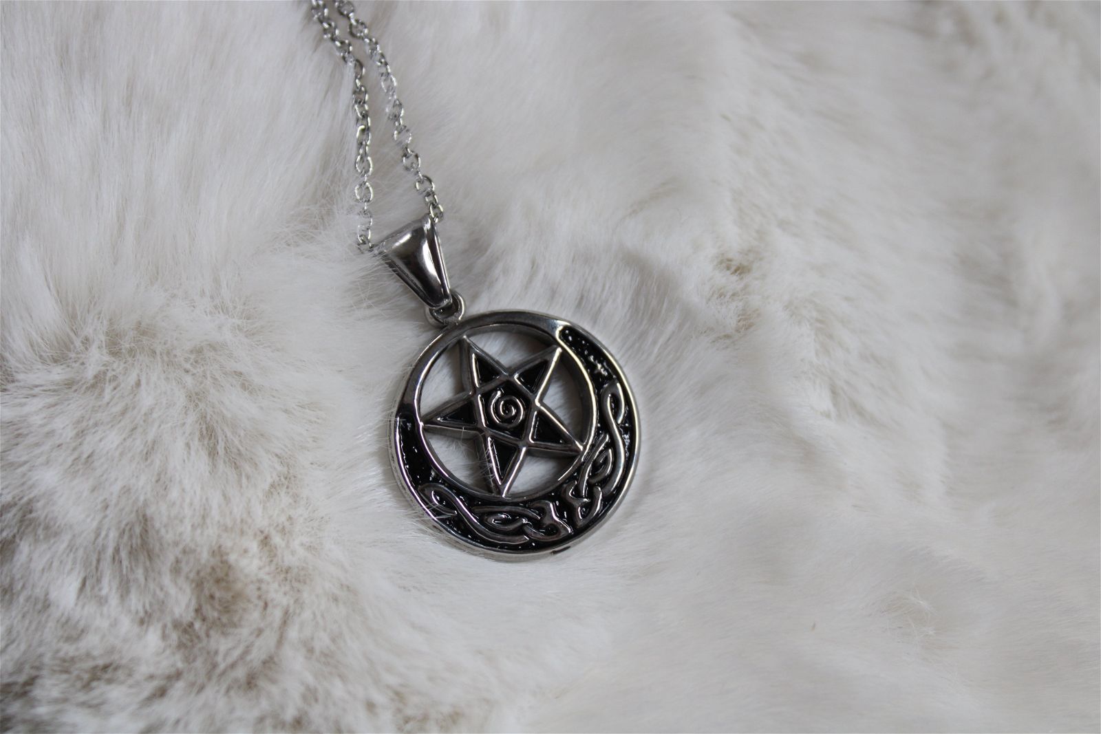 Collier pentacle en acier inoxydable - Aurore Lune 