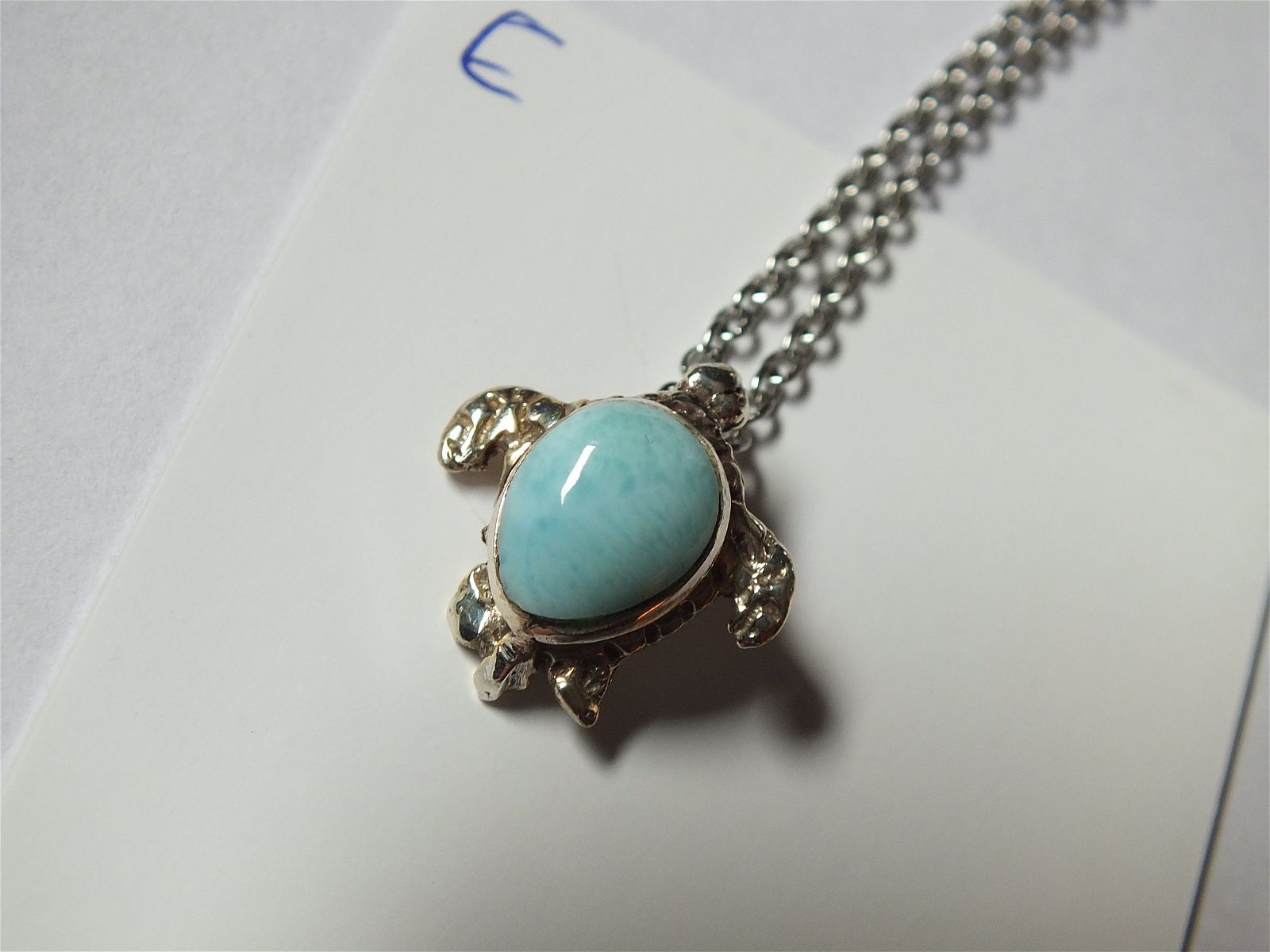 Collier petite  tortue avec larimar - Aurore Lune 