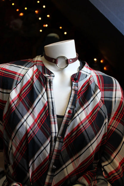 Collier ras-du-cou en cuir réglable à la longueur désirée - Aurore Lune 