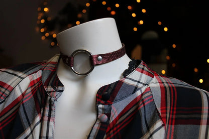 Collier ras-du-cou en cuir réglable à la longueur désirée - Aurore Lune 