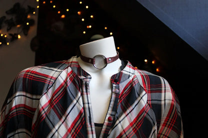 Collier ras-du-cou en cuir réglable à la longueur désirée - Aurore Lune 