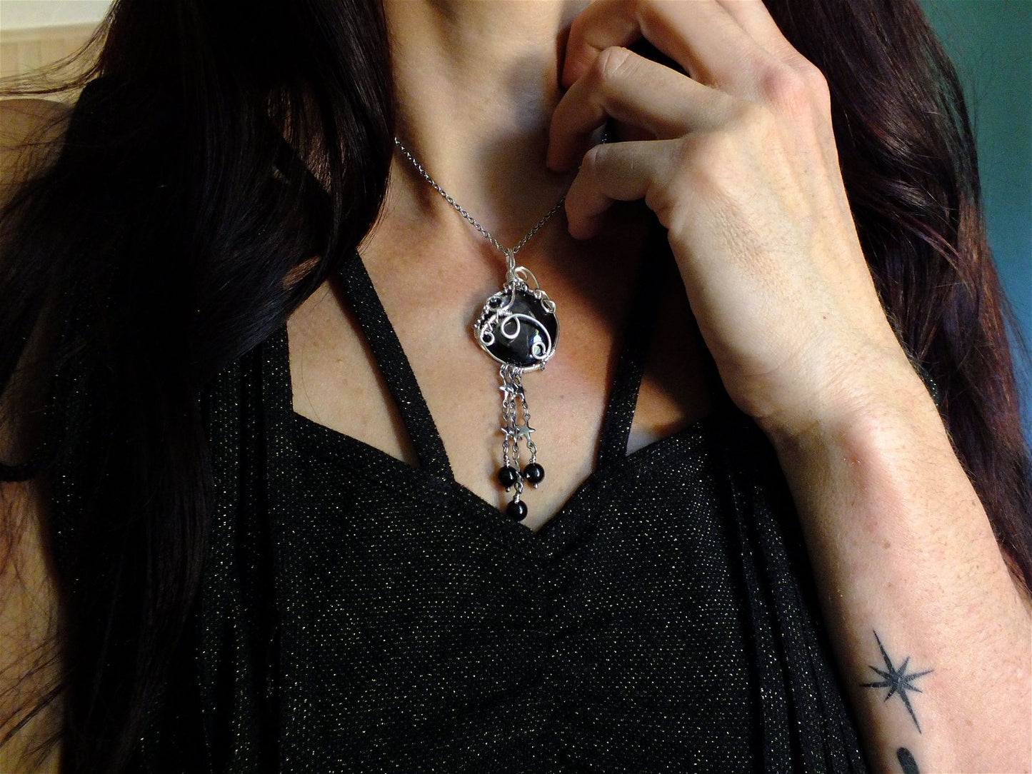 Collier rond avec hypersthène * Mille Etoiles * - Aurore Lune 