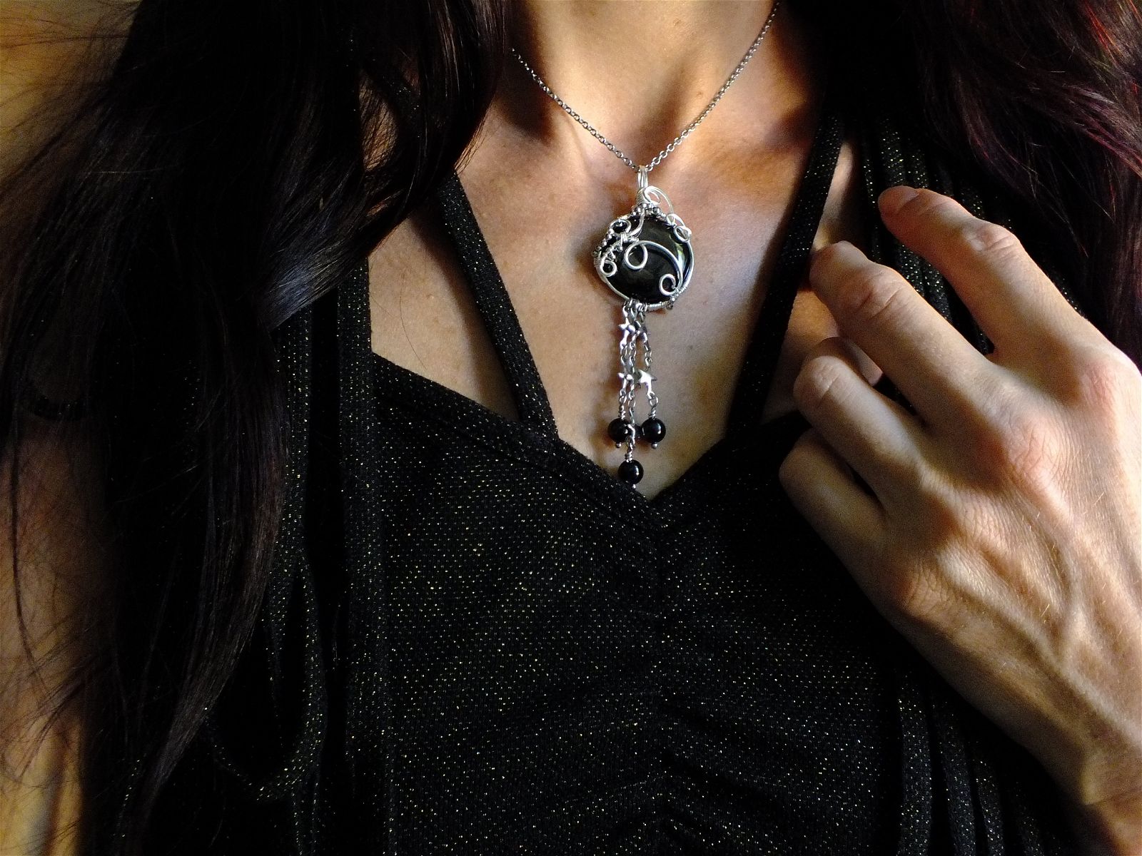 Collier rond avec hypersthène * Mille Etoiles * - Aurore Lune 