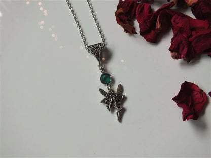 Collier swarovski vert et fée - Aurore Lune 