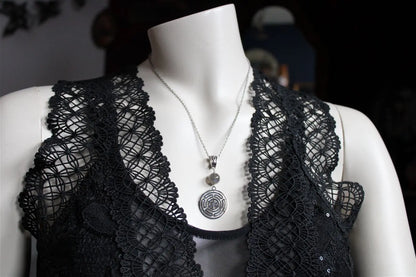 Collier symbole Hécate avec labradorite - Aurore Lune 