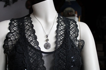 Collier symbole Hécate avec labradorite - Aurore Lune 