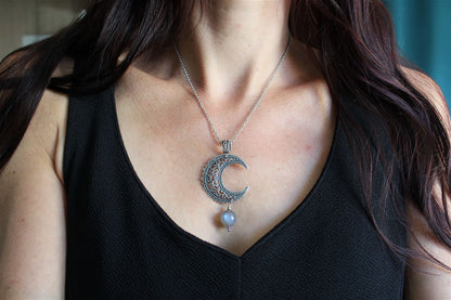 Collier talisman lune et labradorite bleue - Aurore Lune 