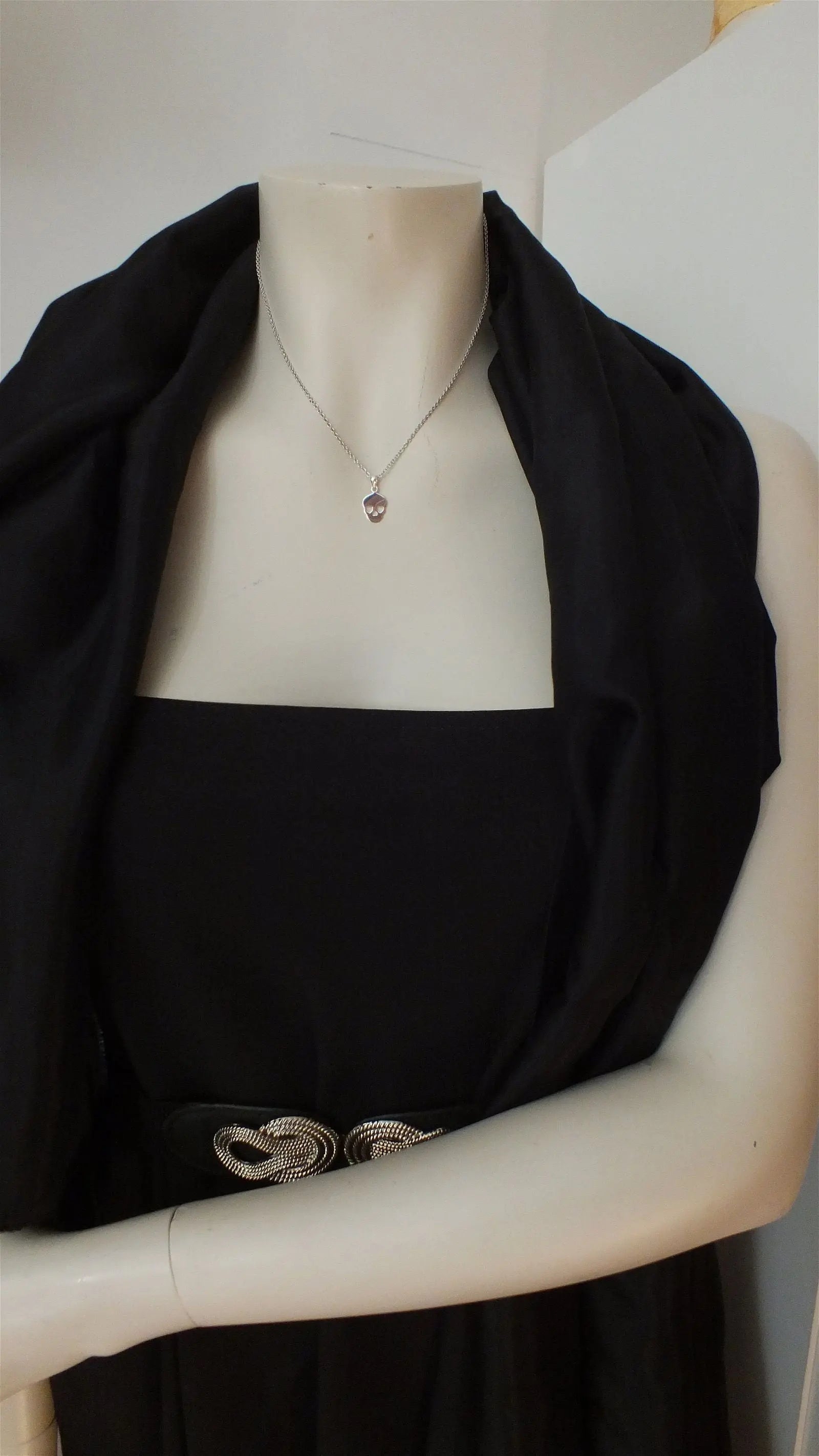 Collier tête de mort girlie et chaîne - Aurore Lune 