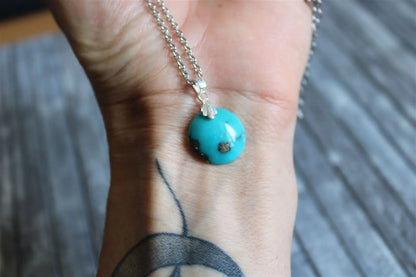 Collier turquoise avec chaîne inox - Aurore Lune 