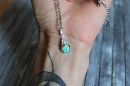 Collier turquoise avec chaîne inox - Aurore Lune 