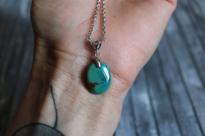 Collier turquoise avec chaîne inox - Aurore Lune 