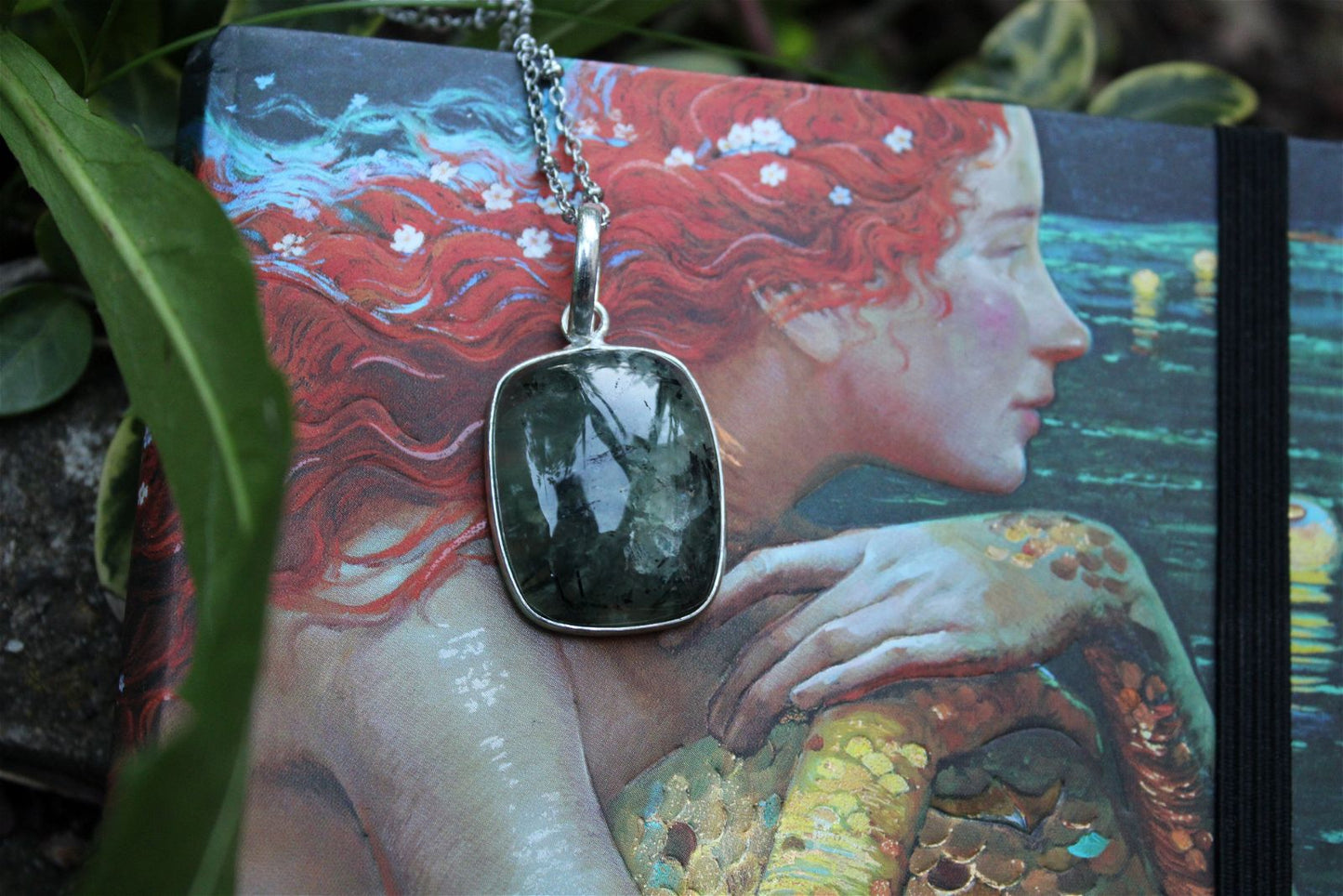 Collier unisexe avec prehnite - Aurore Lune 