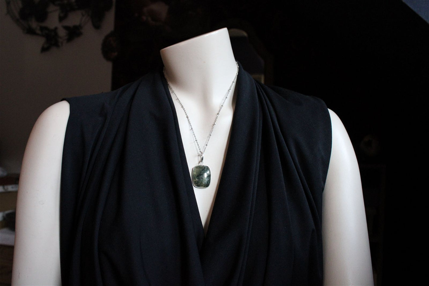 Collier unisexe avec prehnite - Aurore Lune 