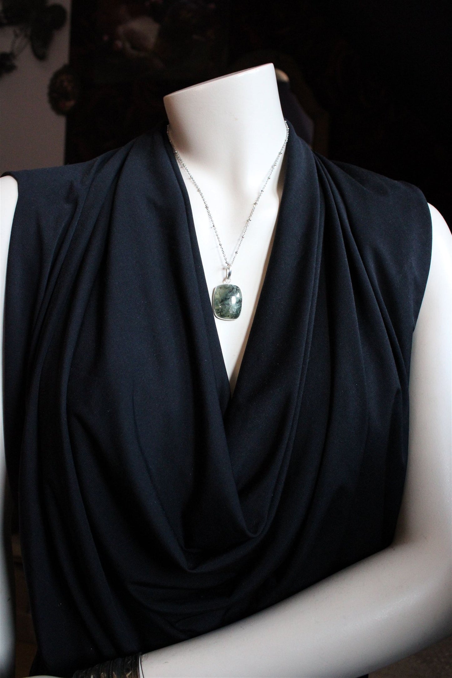 Collier unisexe avec prehnite - Aurore Lune 