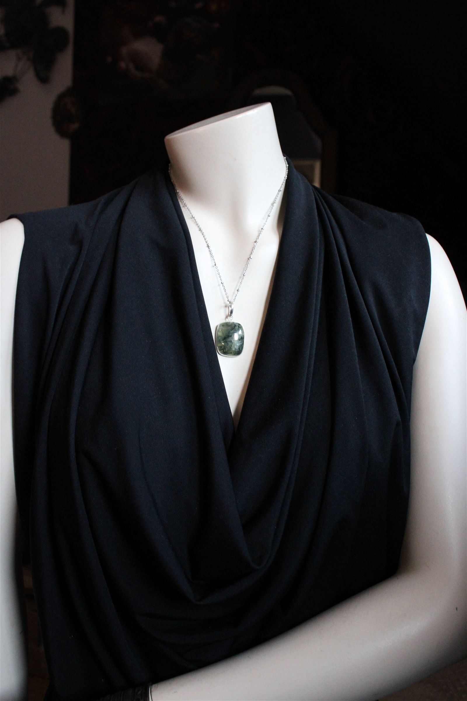 Collier unisexe avec prehnite - Aurore Lune 