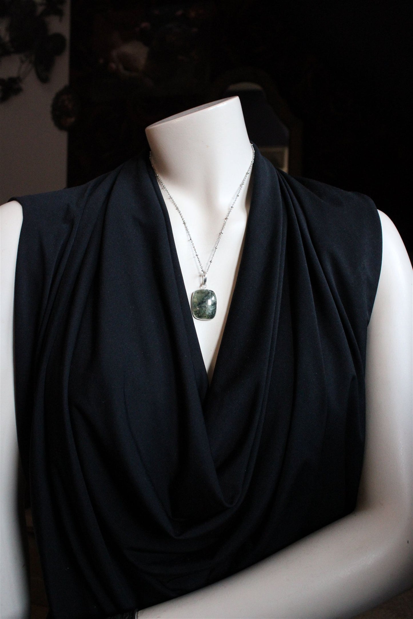 Collier unisexe avec prehnite - Aurore Lune 