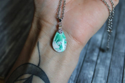 Collier variscite avec chaîne inox - Aurore Lune 