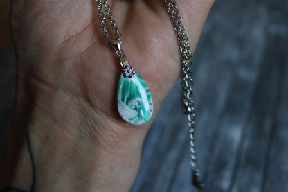 Collier variscite avec chaîne inox - Aurore Lune 