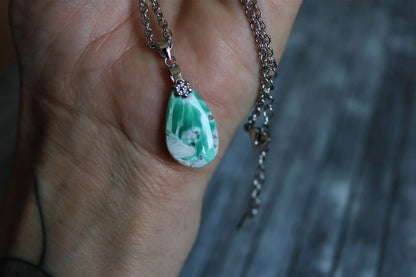 Collier variscite avec chaîne inox - Aurore Lune 