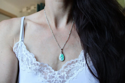 Collier variscite avec chaîne inox - Aurore Lune 