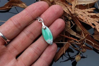 Collier variscite avec chaîne inox - Aurore Lune 