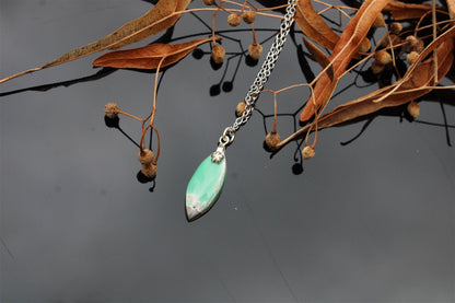 Collier variscite avec chaîne inox - Aurore Lune 