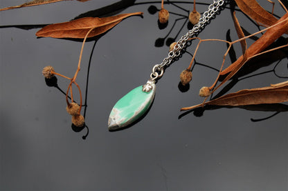 Collier variscite avec chaîne inox - Aurore Lune 