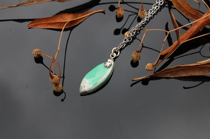 Collier variscite avec chaîne inox - Aurore Lune 
