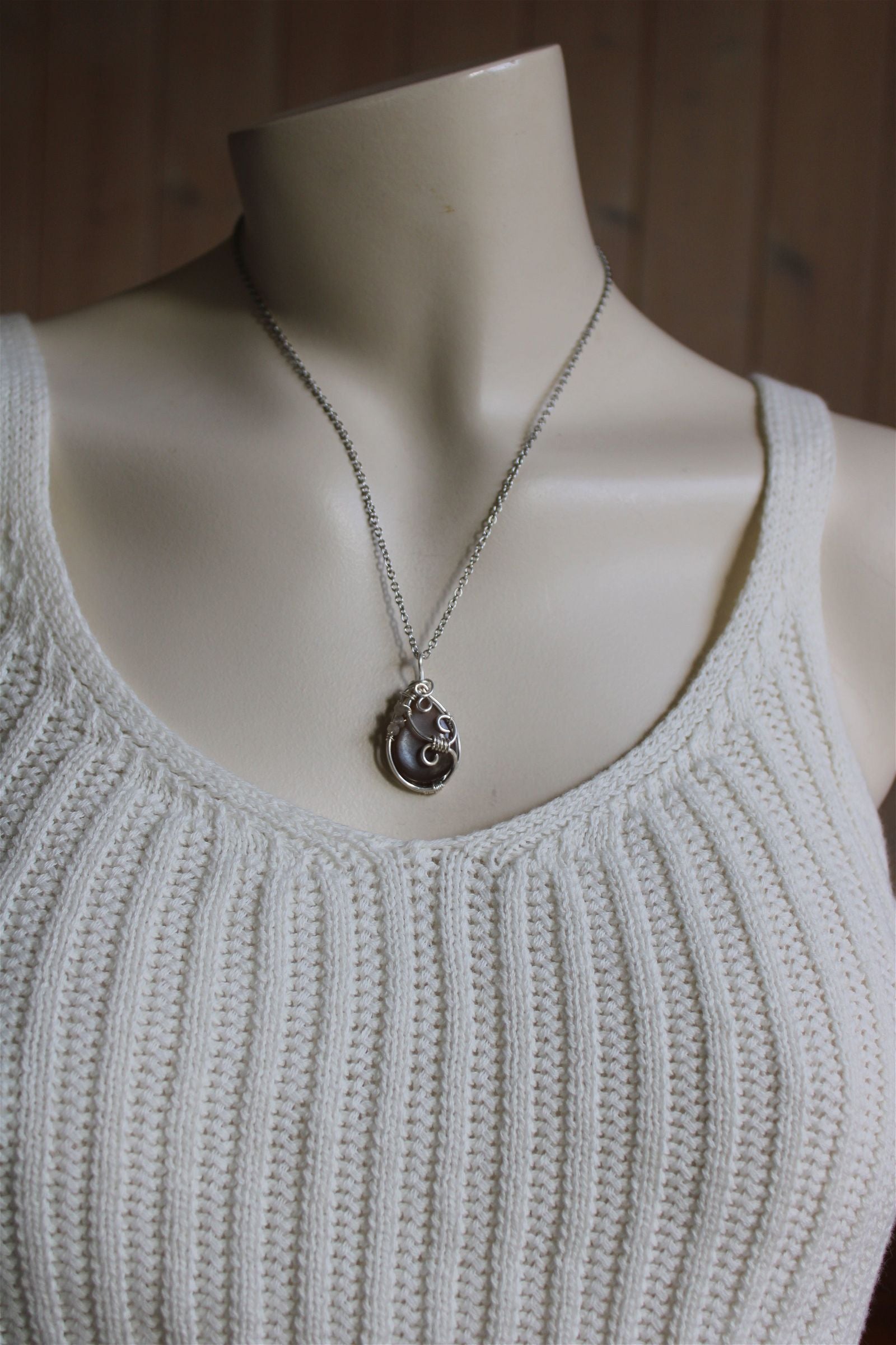 Collier wirewrap avec pierre de lune - Aurore Lune 