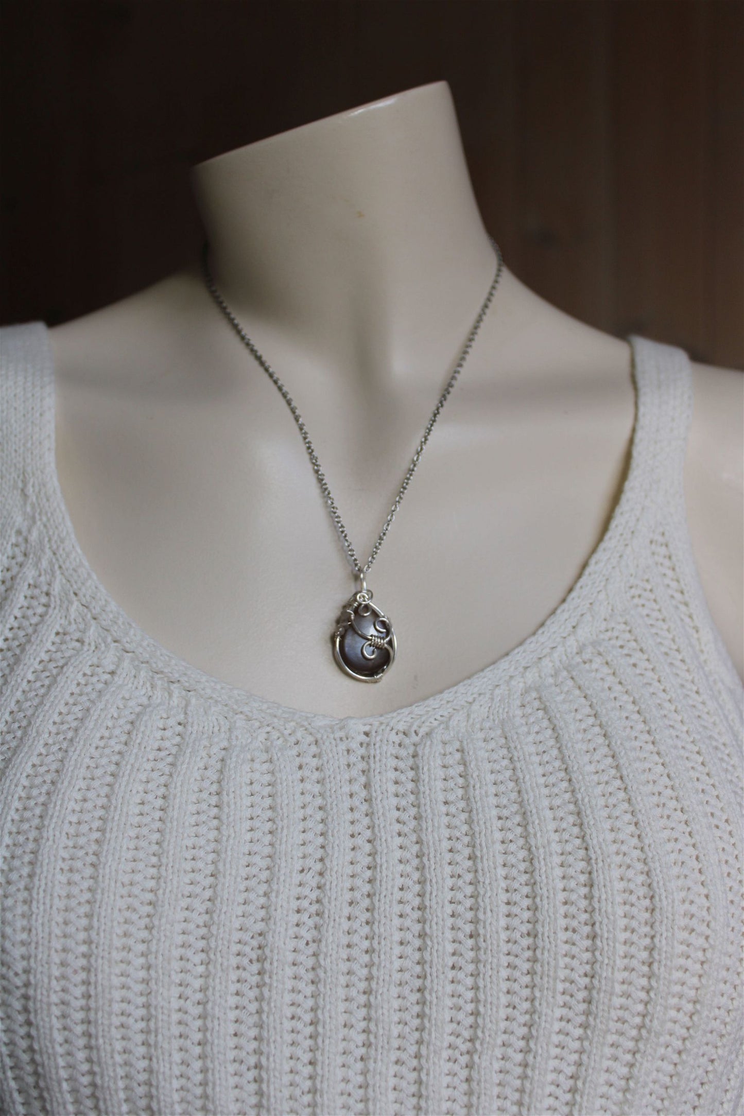 Collier wirewrap avec pierre de lune - Aurore Lune 