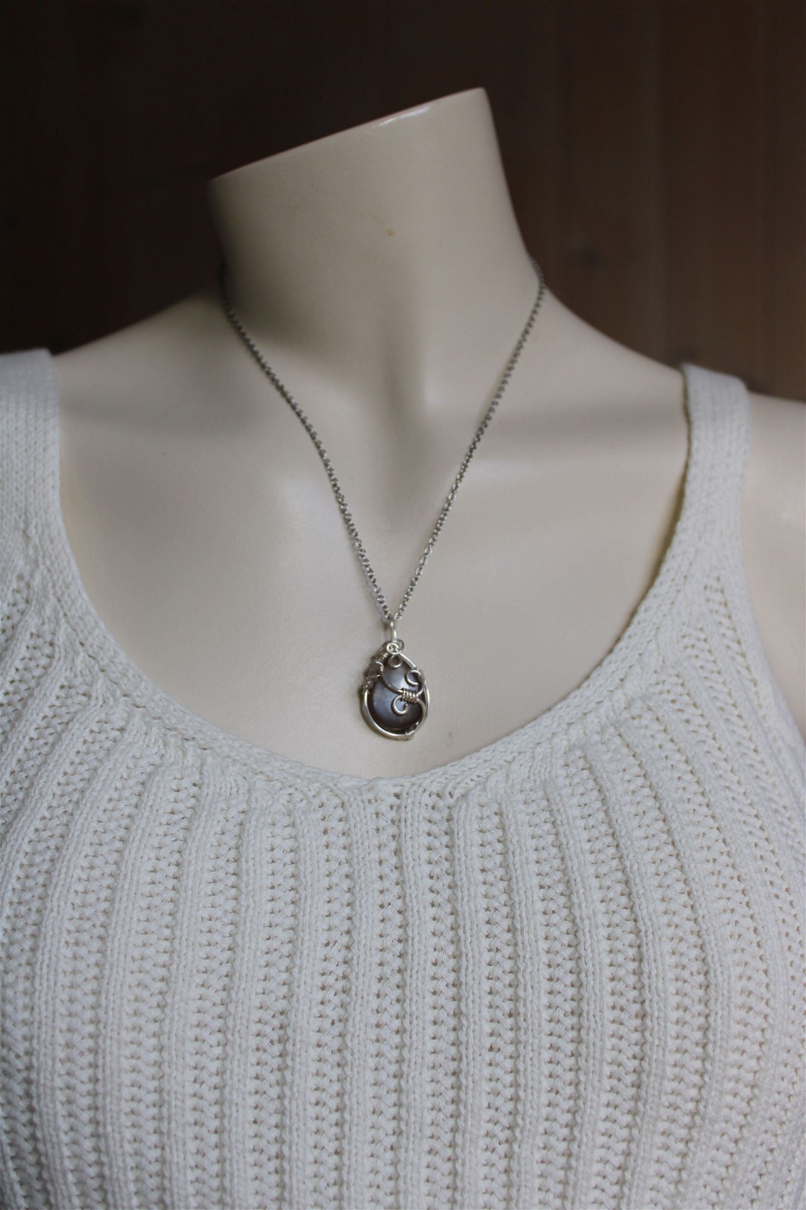 Collier wirewrap avec pierre de lune - Aurore Lune 