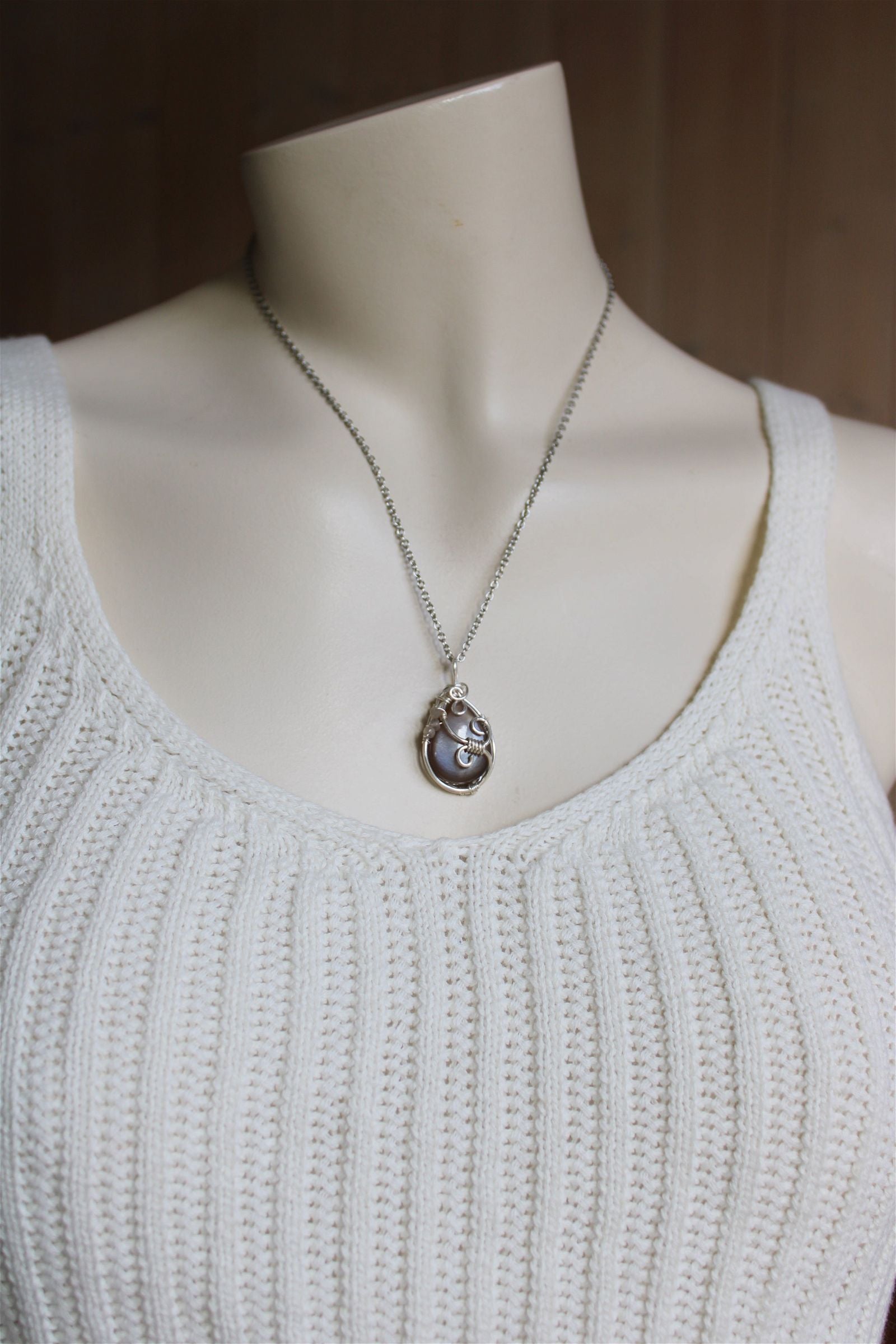 Collier wirewrap avec pierre de lune - Aurore Lune 