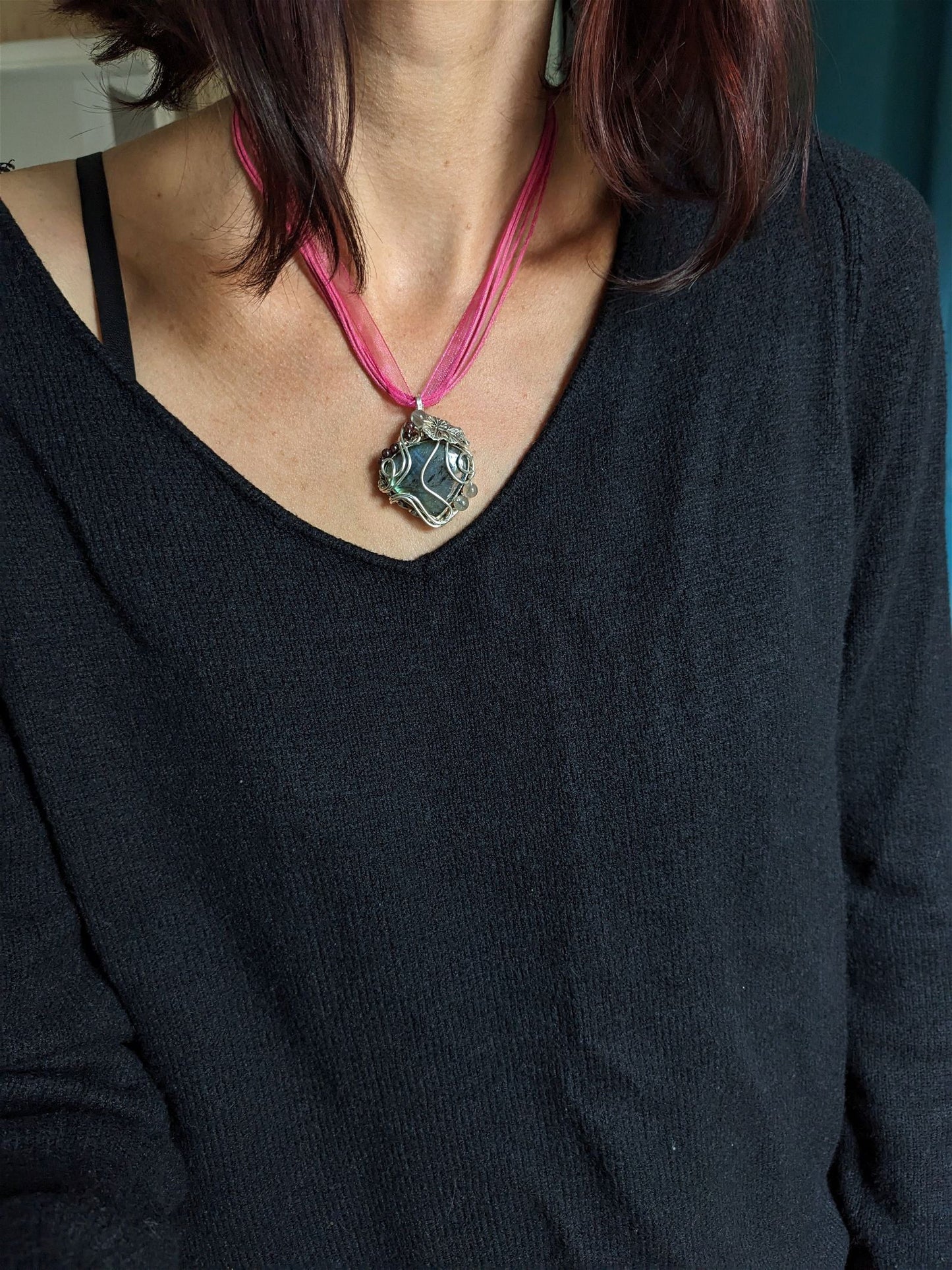 Collier wirewrap en labradorite - Aurore Lune 