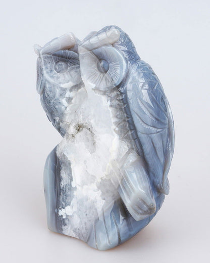 Couple de chouettes en agate - Aurore Lune 