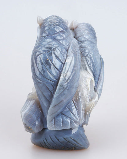 Couple de chouettes en agate - Aurore Lune 