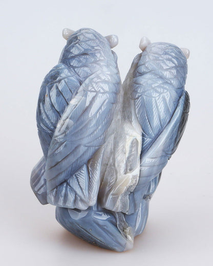 Couple de chouettes en agate - Aurore Lune 